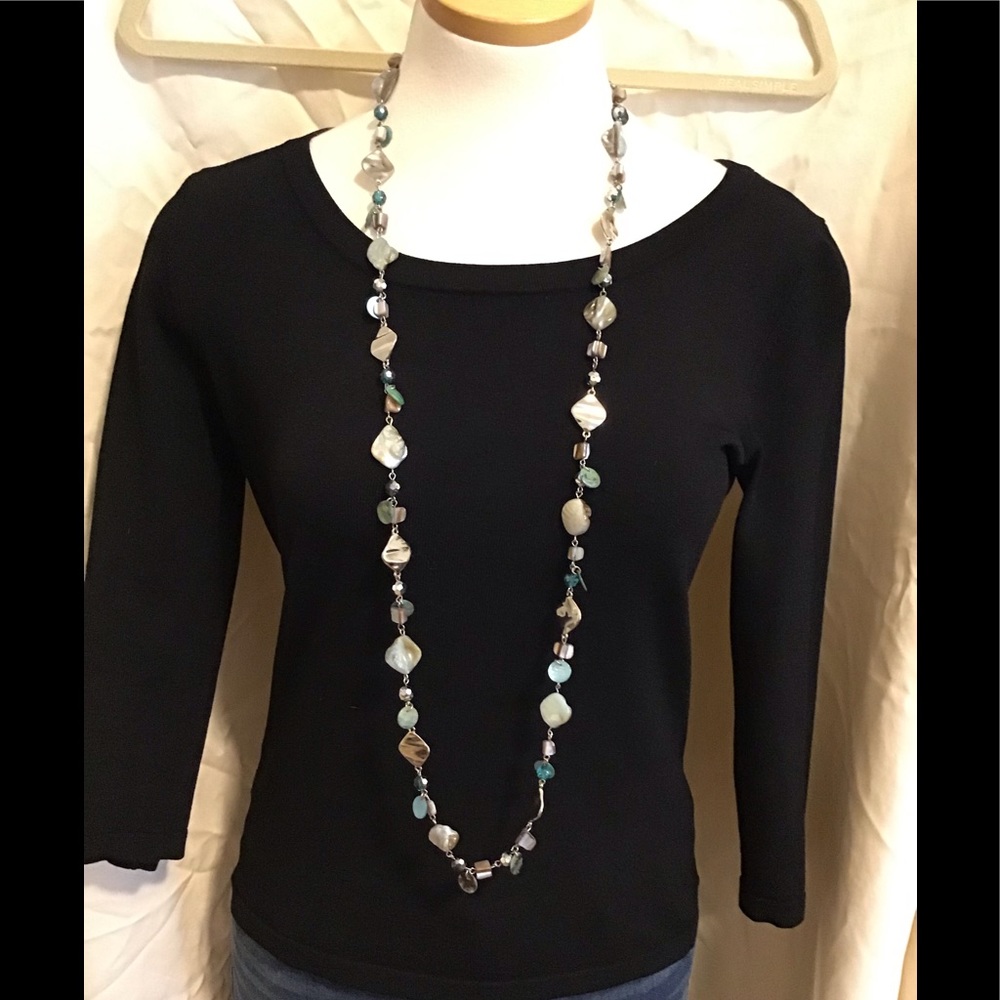 Lia Sophia Silver-Tone Blue Beaded Necklace
